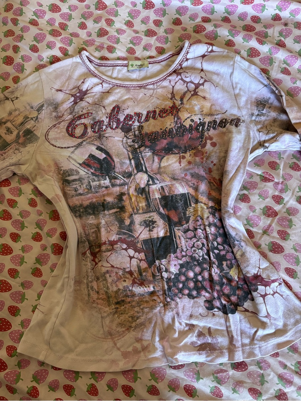 Cabernet Graphic Long Sleeve Tee - Cactus Brand - Cream/Maroon